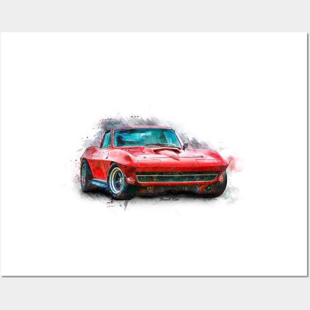 Red Corvette Wall Art by Transchroma